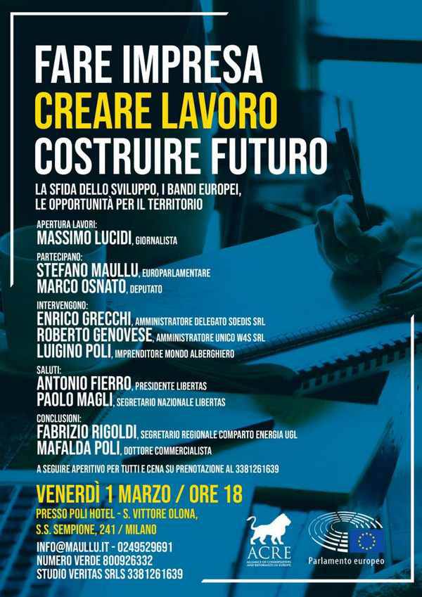 "Fare impresa, creare lavoro, costruire futuro" incontro al Poli Hotel di San Vittore Olona